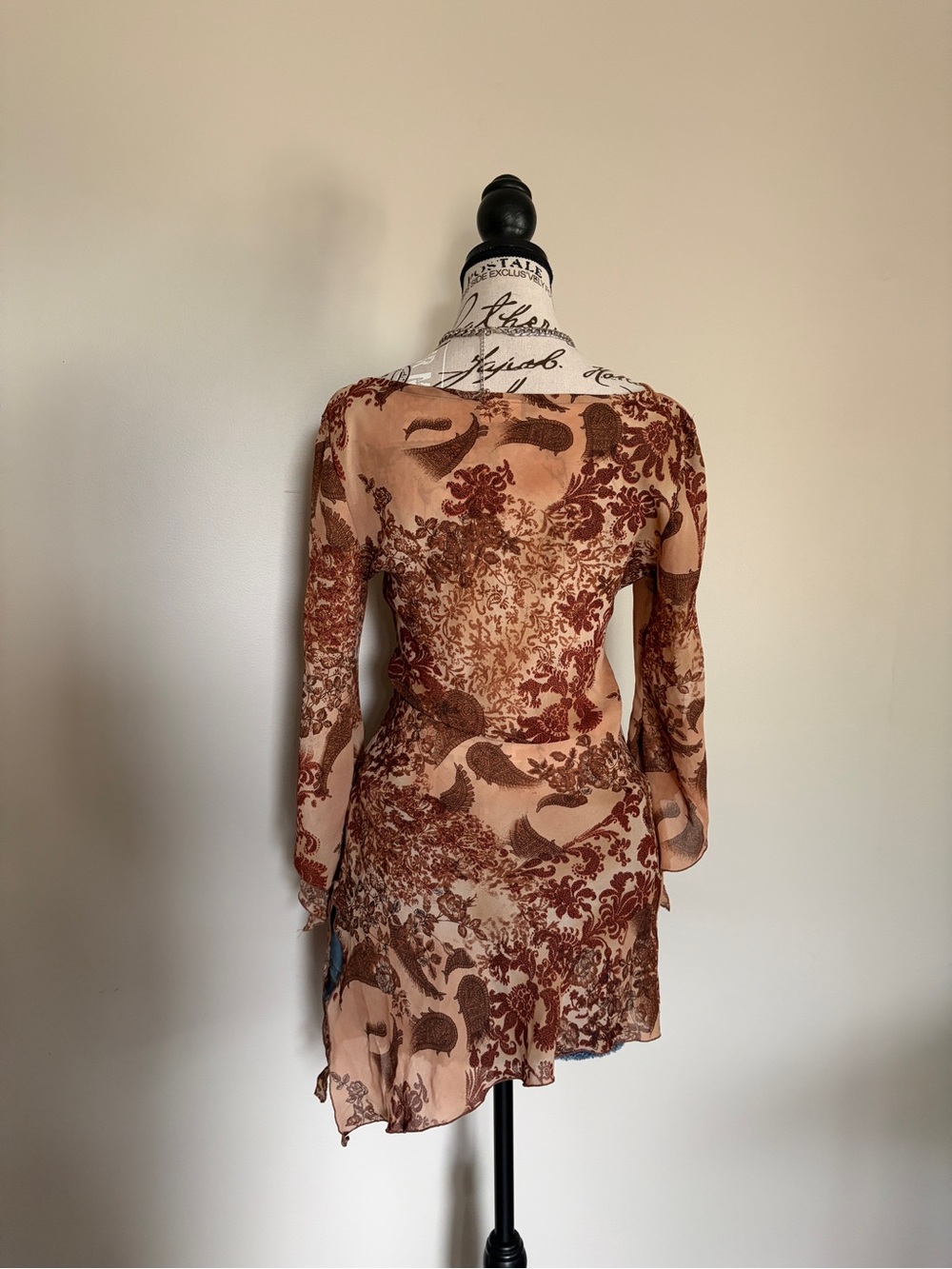 Vintage Dynamite Y2K Whimsy Fairy Paisley Long Boho Top with Bell Sleeves - Picture 5 of 13
